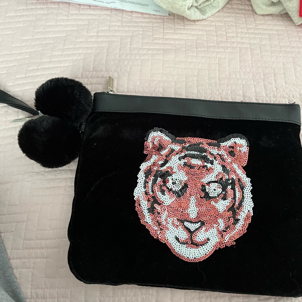 Black velvet purse with sequins. NWT